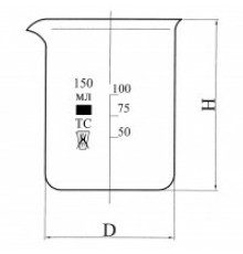 Стакан Н-1-150 низкий с делениями и носиком, ТС