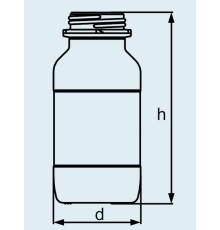 Бутыль DURAN Group 500 мл, GL54, квадратная, широкогорлая, без крышки и сливного кольца, коричневое силикатное стекло